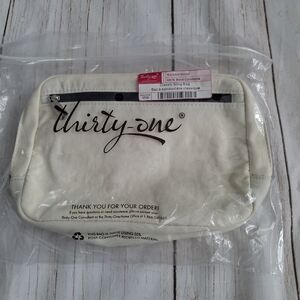 Thirty-One Classic Sling Bag Purse NWT White with Black Strap